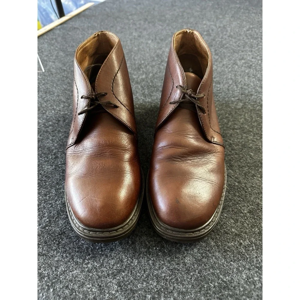 Vintage EDDIE‎ BAUER Brown Pebbled Leather Apron Toe Ankle Boots Women's Sz. 8M